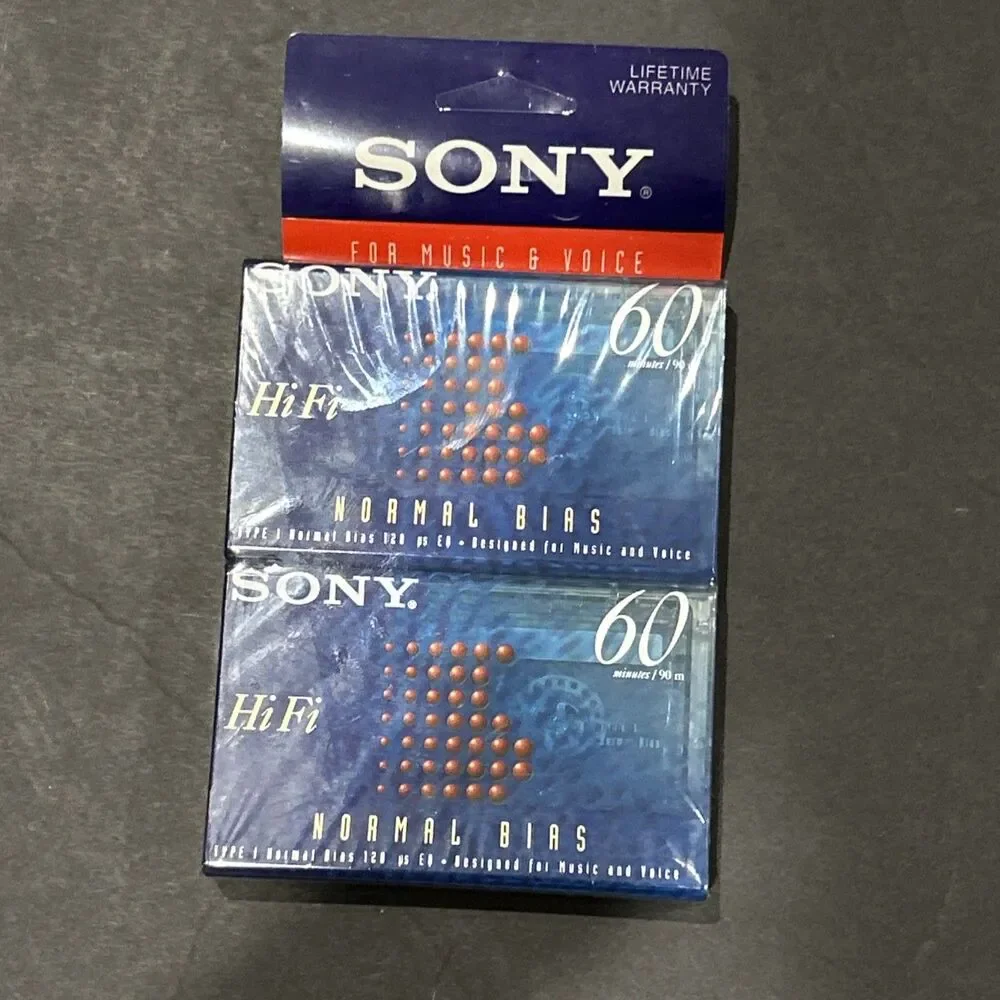 Sealed Sony Set Of 2 Hi Fi 60 Minutes Blank Audio Cassette Tapes C-60HFB